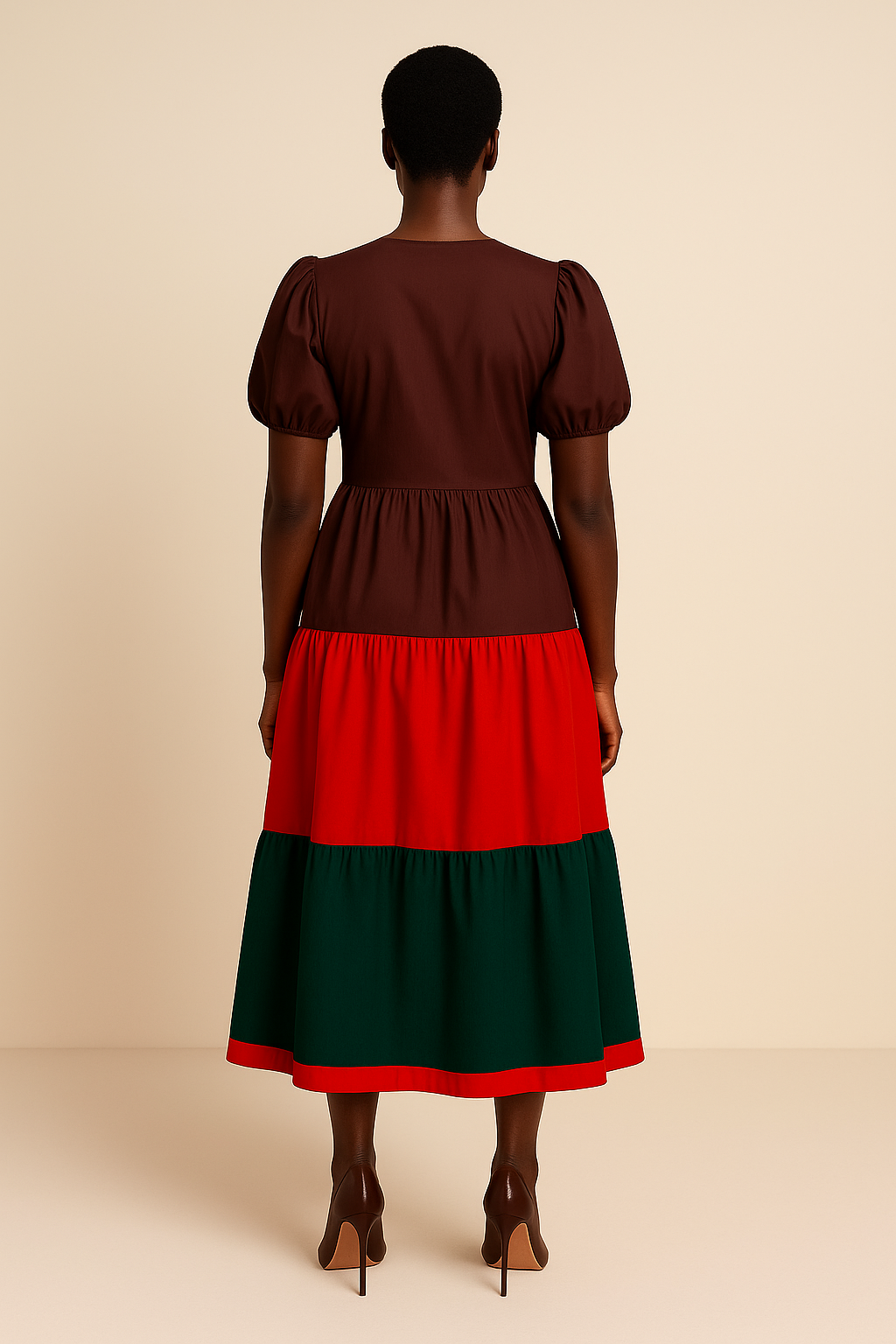 Osifo - Tiered, Bold Coloured Maxi Dress