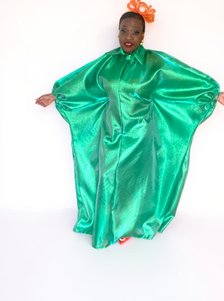 Green Liquid Organza Kaftan, African Boubou