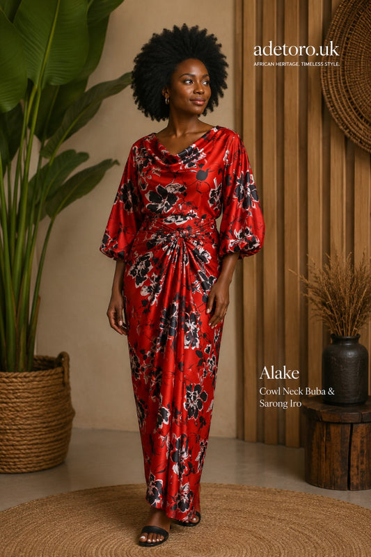 Alake, Cowl Neck Bùbá  and Sarong Ìró, African Inspired