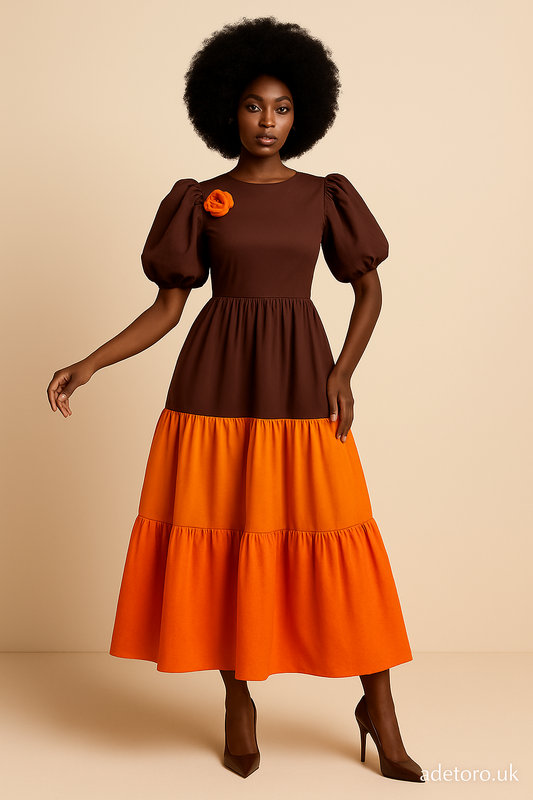 Zahra, African Inspired Brown Dress