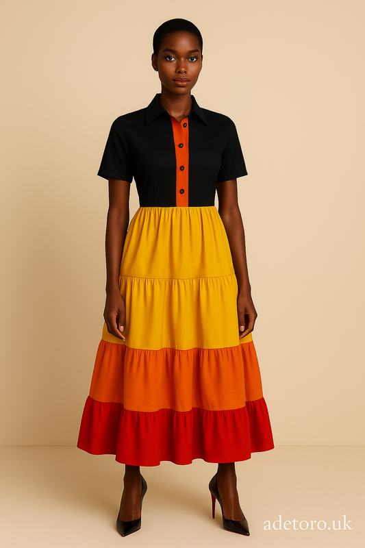 Lape - Tiered, Bold Coloured, African Inspired Maxi Dress
