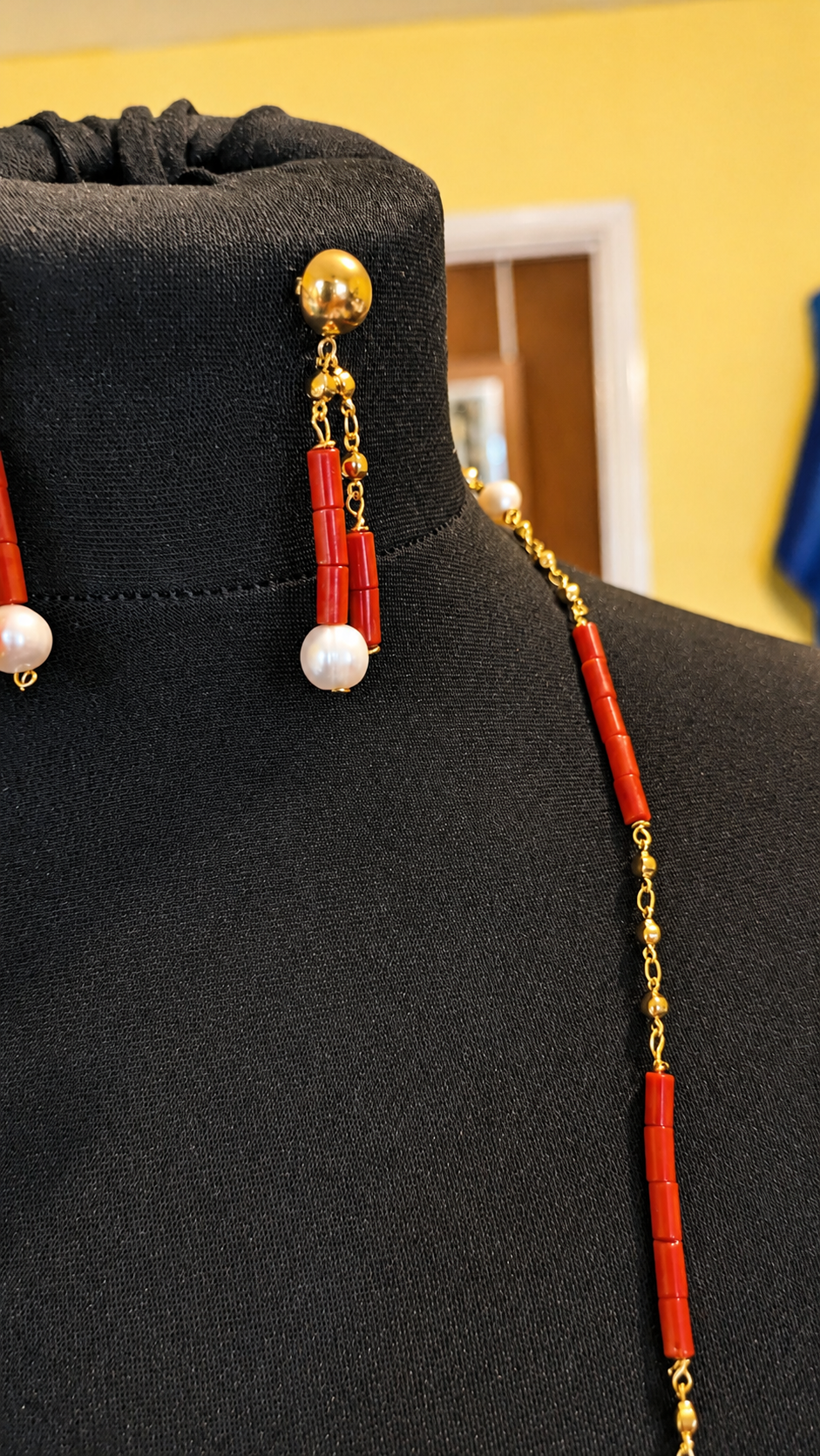 Iyun Omi | Coral and Freshwater Pearl Necklace Set | Adetoro.uk