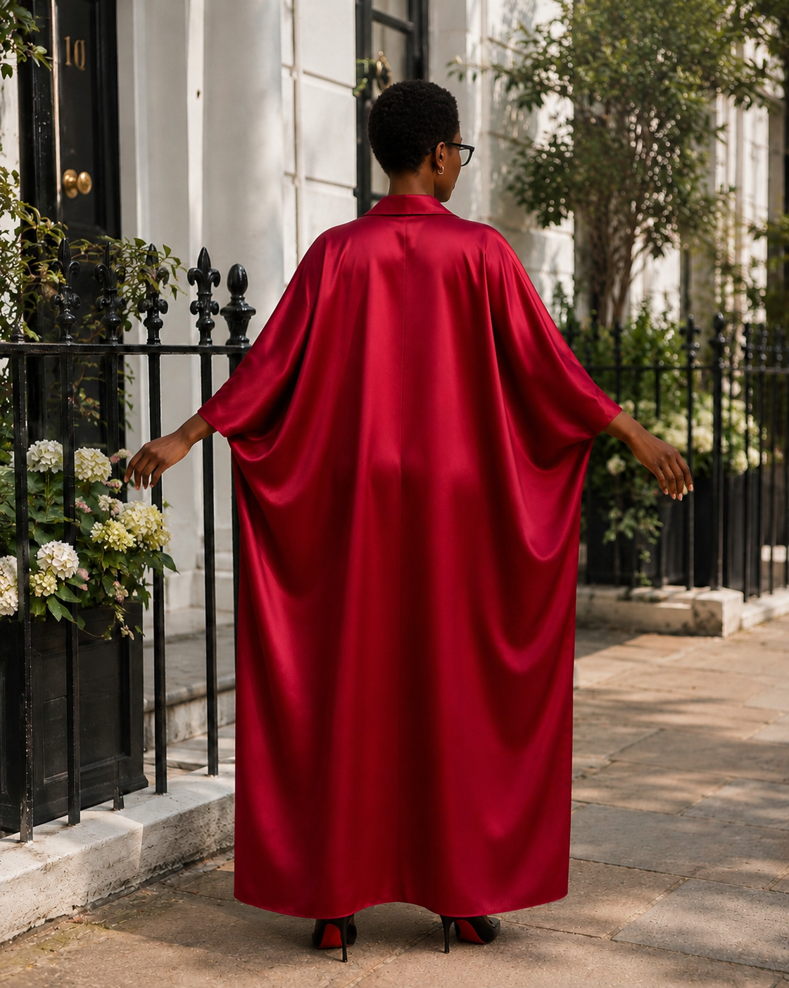 Abeni Silk Batwing Kaftan Crimson